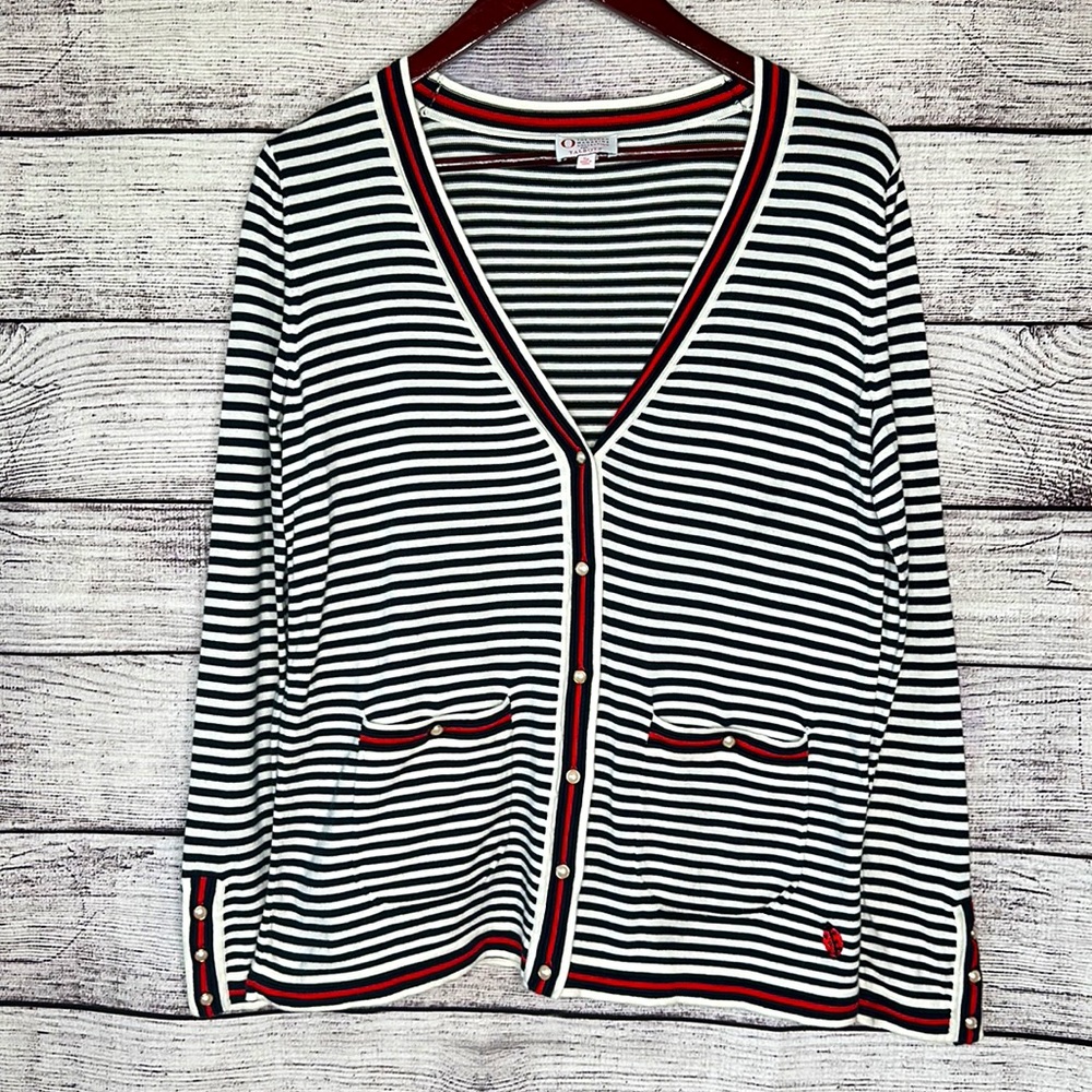 The Oprah Magazine for Talbots Stripe Cardigan Size S - Picture 3 of 8